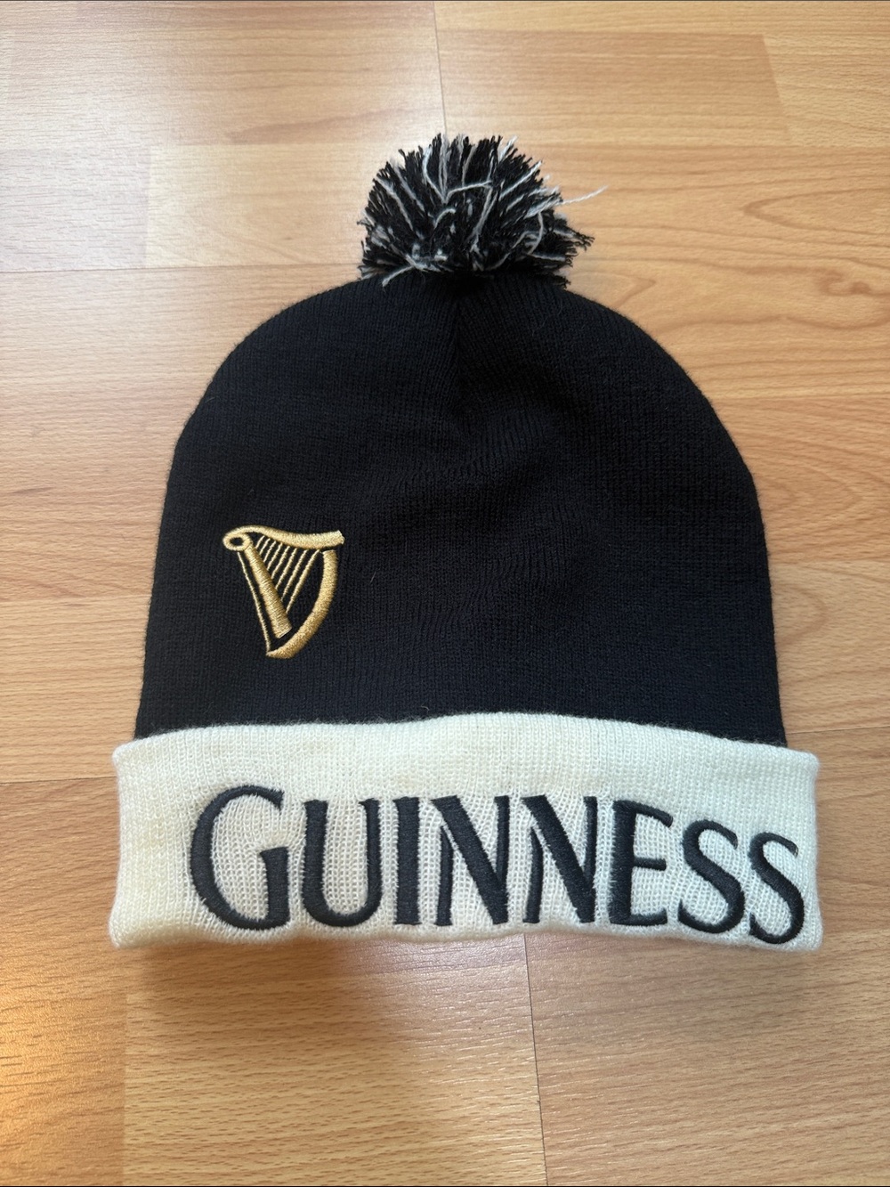 Guinness Black and Cream Pom Pom Knit Hat